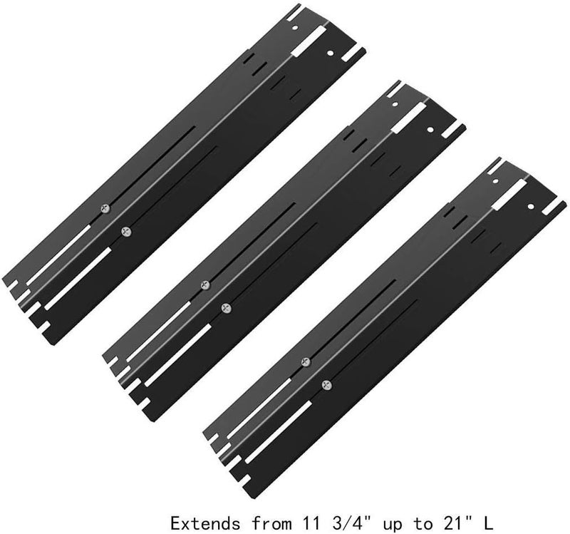 DELSbbq Universal Adjustable Grill Heat Plate Replacement for Gas Grill, Porcelain Steel Heat Plate Shield, Flavorizer Bar, Extends from 11.75" Up to 21" L (Pack of 3) - Image 2